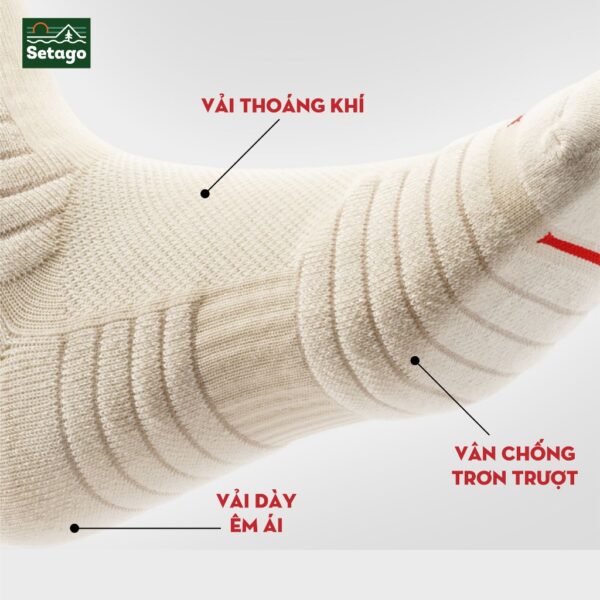 [Đồ Du Lịch Đà Nẵng] Tất chống trơn Setago - Tất thể thao, tất leo núi giúp cố định bàn chân phía bên trong giày - Hình ảnh 3
