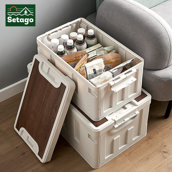 [Đồ du lịch] Boxable - Thùng gấp gọn 60L, 36L cao cấp kèm nắp gỗ, nắp nhôm - Thùng đựng đồ ô tô, phù hợp đi dã ngoại, câu cá, picnic - Hình ảnh 6