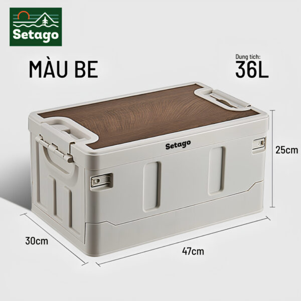 [Đồ du lịch] Boxable - Thùng gấp gọn 60L, 36L cao cấp kèm nắp gỗ, nắp nhôm - Thùng đựng đồ ô tô, phù hợp đi dã ngoại, câu cá, picnic - Hình ảnh 5